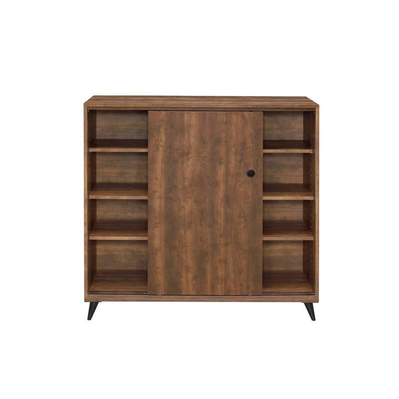 Shoe Storage Cabinet with 4 Compartments, Adjustable Shelves, and Durable Synthetic Wood Construction for Hallway or Entryway