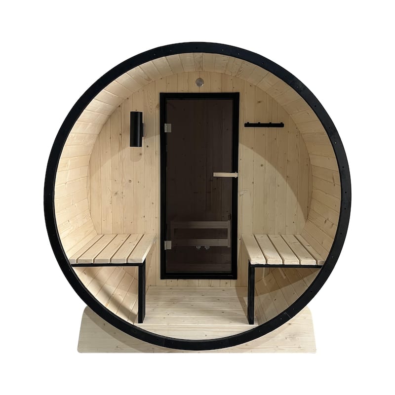 ALEKO Outdoor 3-5 Person Pine Wood Dry Wet Barrel Sauna with Heater and Roof