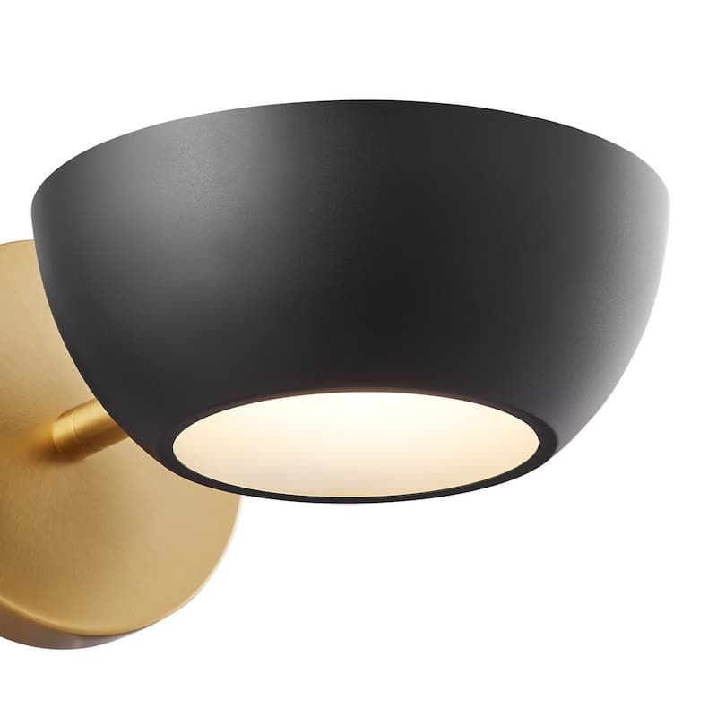 Wall Sconce in Matte Black and Natural Brass