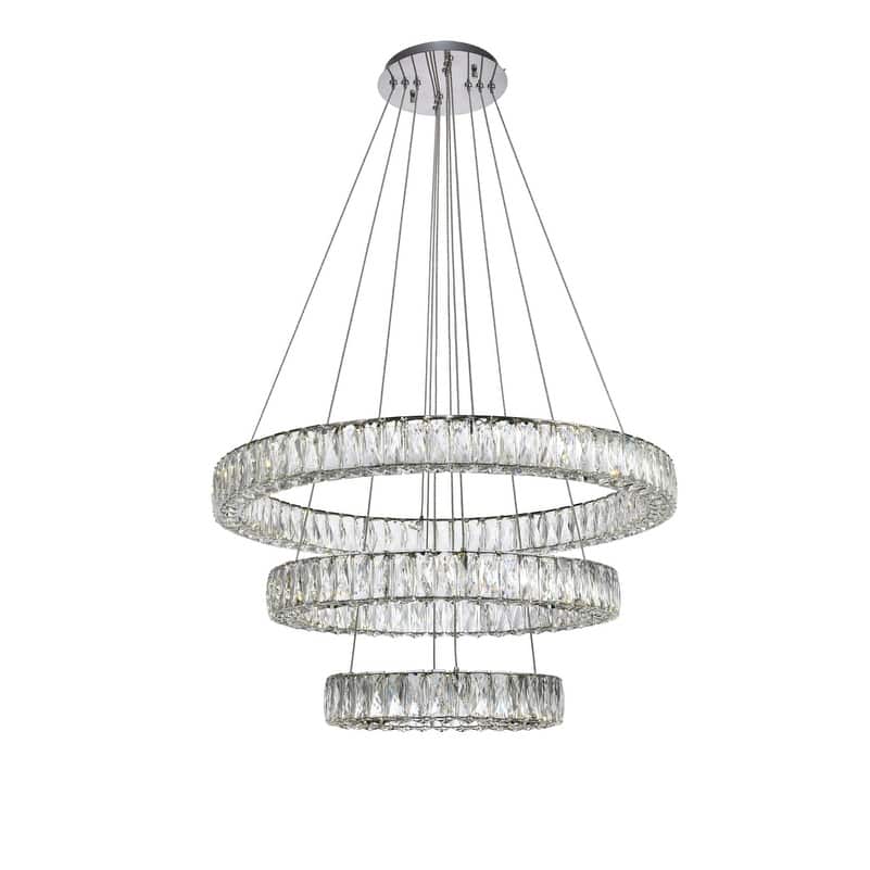 Monroe Collection Chandelier D31.5" H21" Chrome Finish