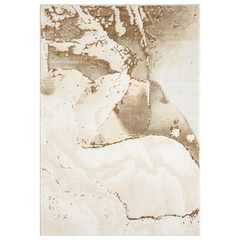 Lavell Collection Abstract Beige/Cream Area Rug - 7'5'' X 11'1''