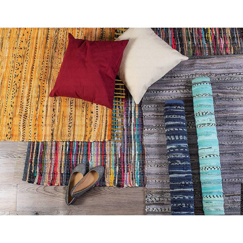 Chindi Rugs, Handmade Multipurpose Reversible Washable Colorful Cotton Rag Rug Runner 24''x36''