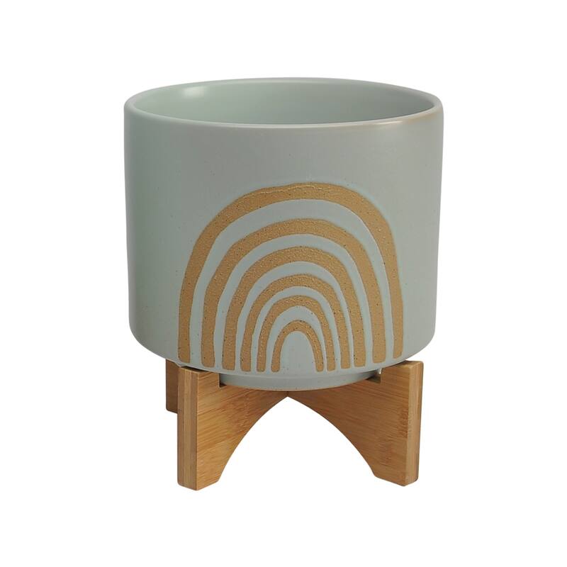 Sagebrook Home Ceramic Rainbow Arch Planter Pot with Stand