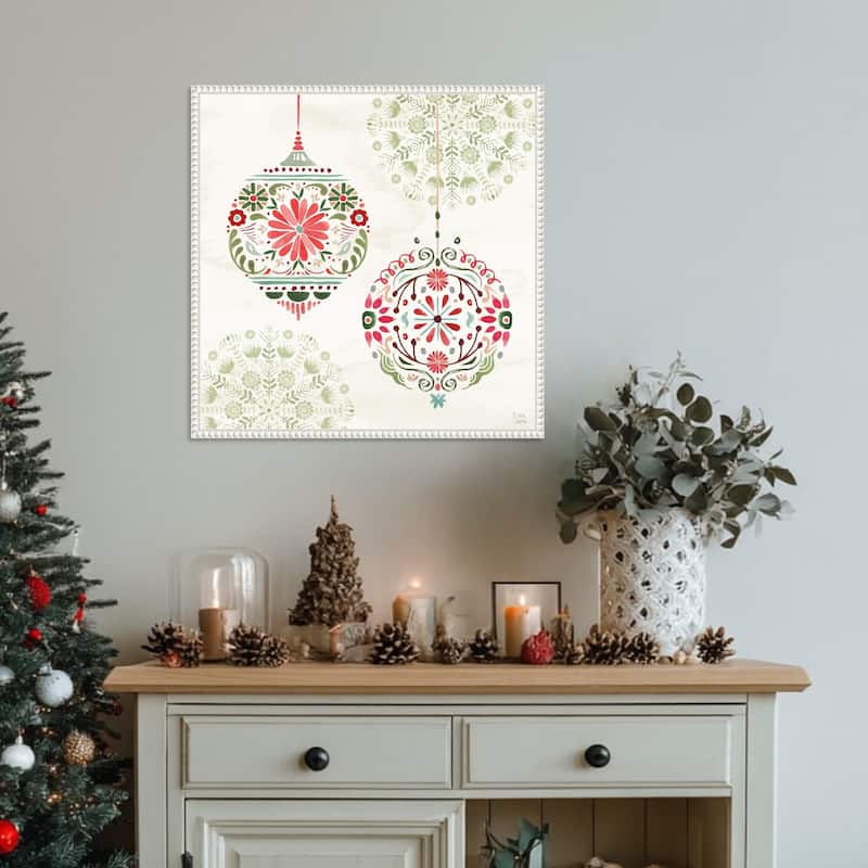 Festive Season VII by Dina June (22 x 22 in.), Framed Canvas Wall Art Print - Sylvie Beaded White