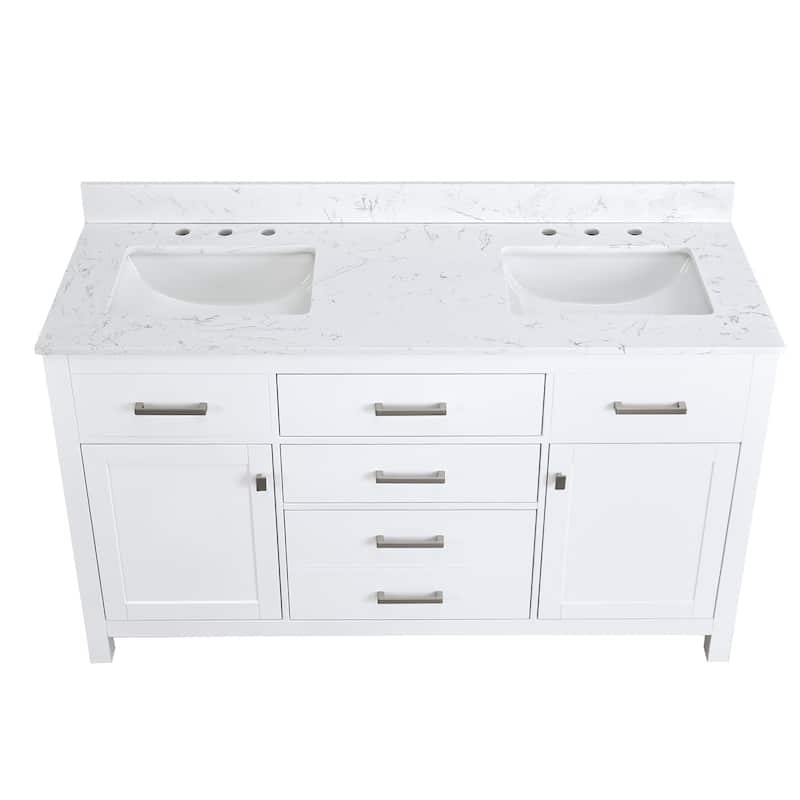 PROOX Freestanding Bathroom Vanity Engineer Stone with Ceramic Rectangular Sink