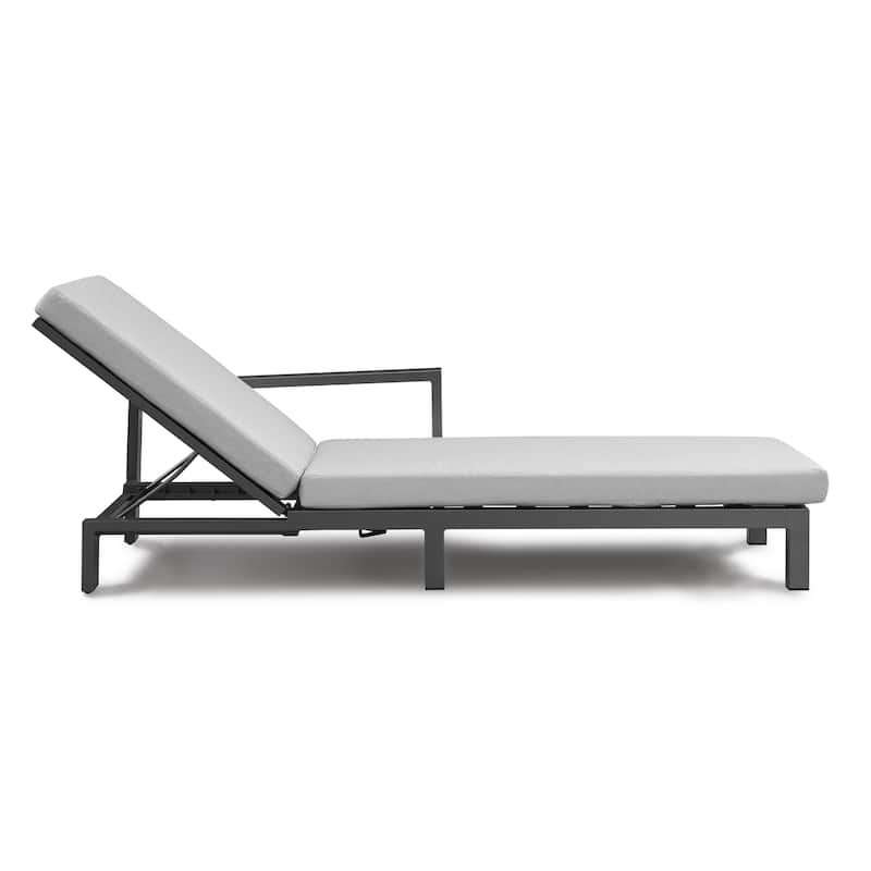Benton Modern Aluminum Lounge Outdoor Double Chaise with Cushion