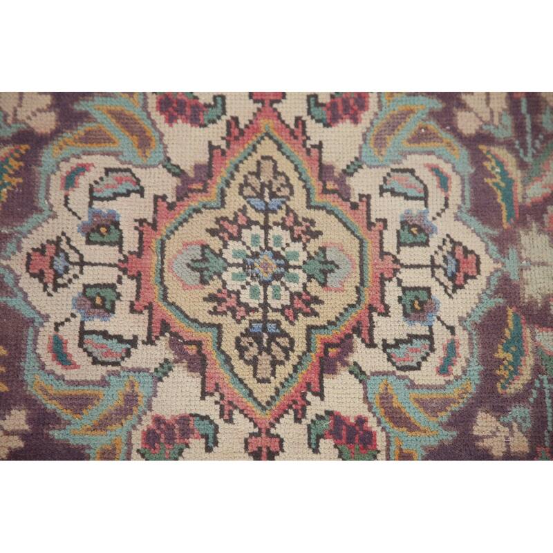 Hand Knotted Oriental 100% Wool Carpet Traditional Floral Pink Tabriz Area Rug - 9' 11'' X 6' 5''