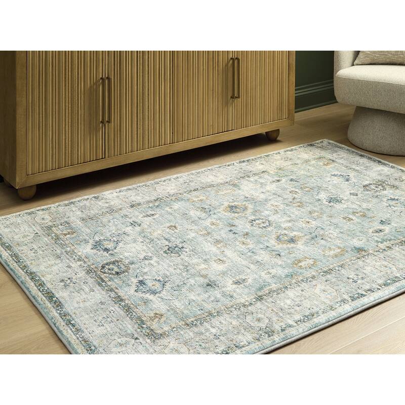 Signature Design by Ashley Ladstoney Green/Gray 5' x 7' Memory Foam Area Rug - 60" W x 83" D x 0.9" H
