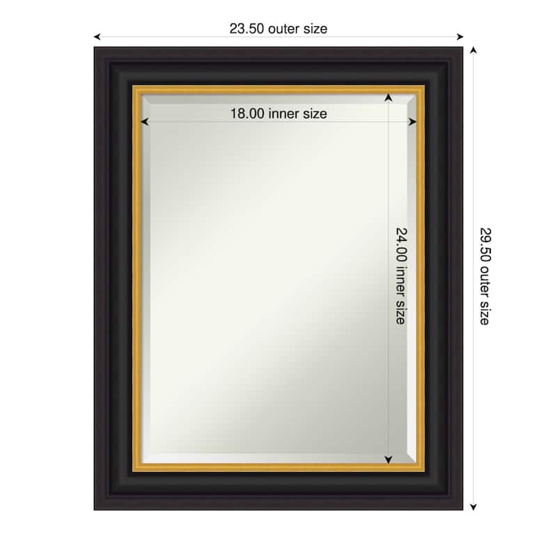 Sierra Beveled Wood Framed Wall Mirror - 24 x 30 in - Sierra Black Brown