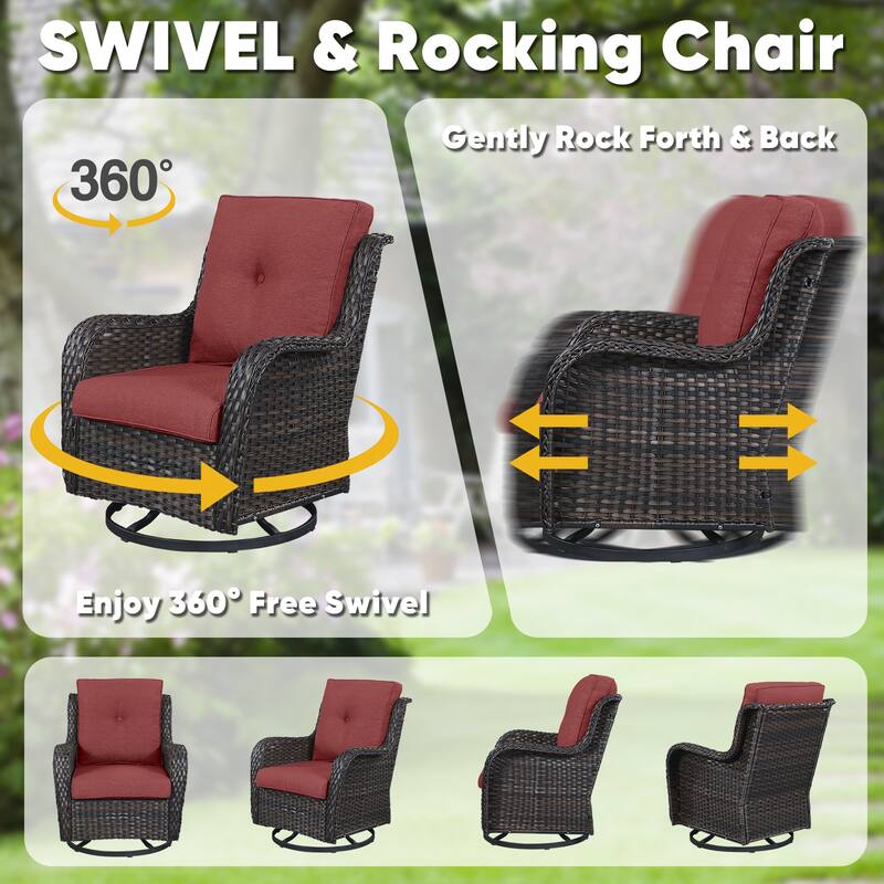 Outdoor Swivel Chairs Patio Rocker Glider Chairs with Coffee Table