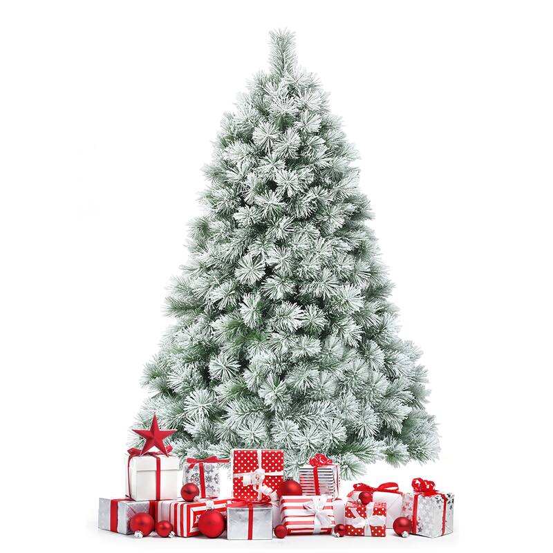Costway 6ft or 7ft Premium Hinged Artificial Christmas Tree Snowy Pine - 6 Foot