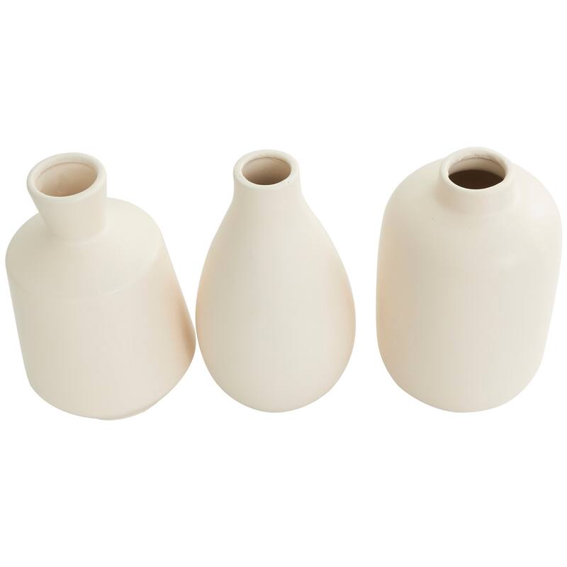 White, Gray, Cream or Black Ceramic Marble Inspired Vase with Varying Shapes (Set of 3)