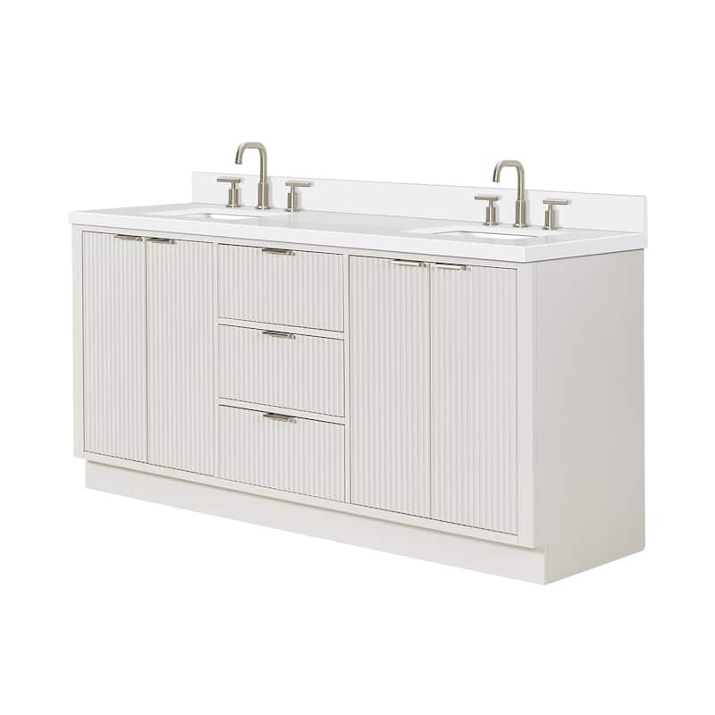 Ariel P73DWQRVO Milan 73" Free Standing Double Basin Vanity Set with