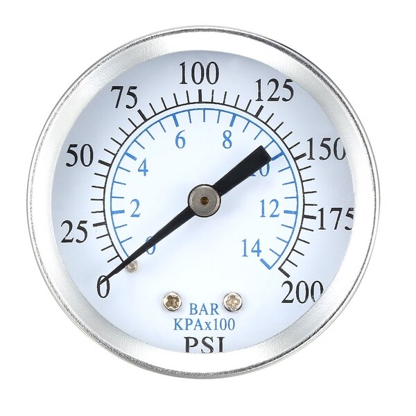 Pressure Gauge , 0-200 PSI/0-14 BAR , 1.8" Dial Display , 1/4" NPT Male