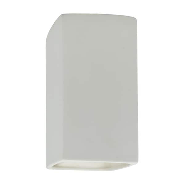 slide 2 of 3, Justice Design Ambiance - Small ADA Rectangle - Open Top & Bottom Wall Sconce - Replaceable Bulb Bisque