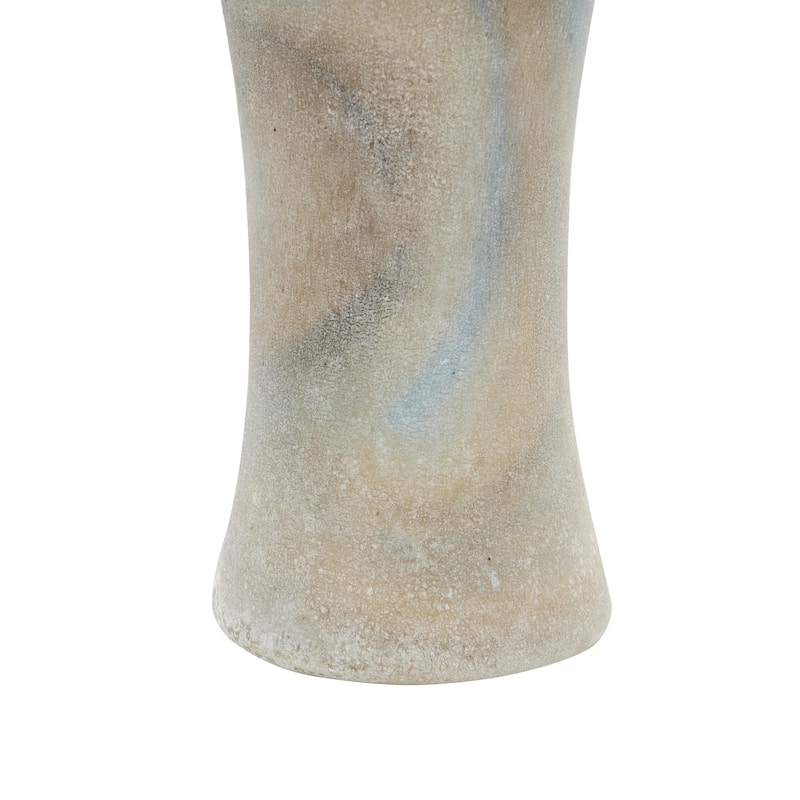 Glass Distressed Decorative Vase with Blue and Tan Texturing - Cream - Roche River Decor