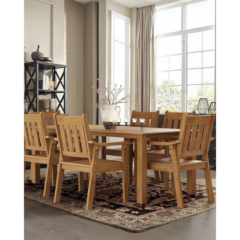 WINSOON 7-Piece HIPS All Weather Outdoor Patio Dining Sets with Umbrella Hole& Aluminum Frame,1-Table 6-Chairs