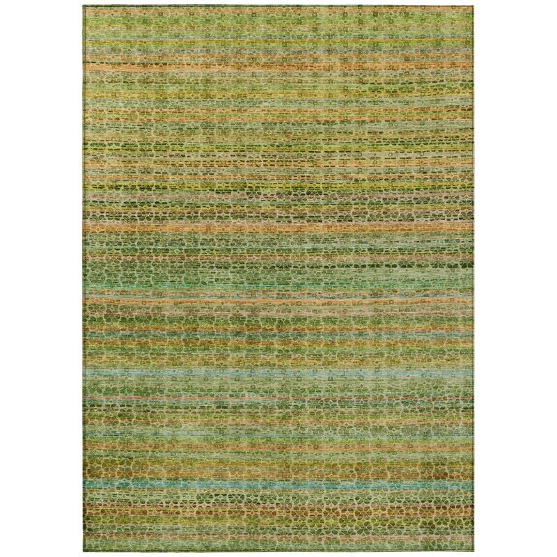Machine Washable Indoor/Outdoor Transitional Striped Chantille Rug