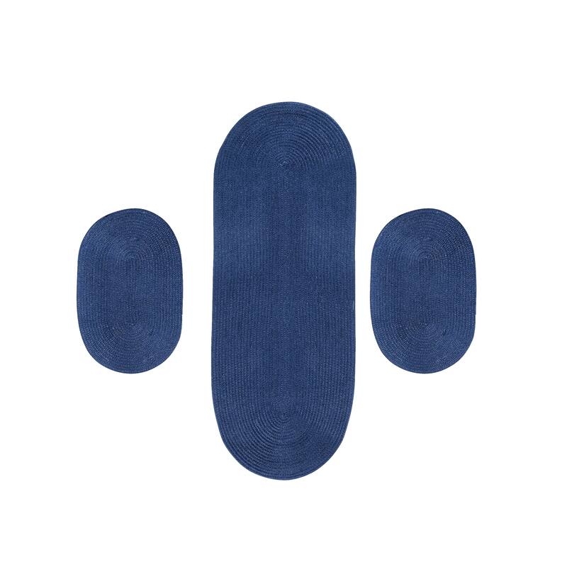 Better Trends Country Braid 100% Polypropylene 3 Pc Set Stain Resistant, Double Sided Reversible Indoor Area Utility Rug