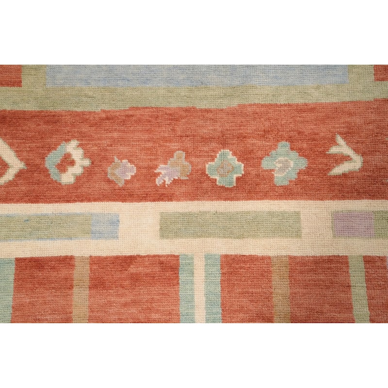 Hand Knotted Oriental 100% Wool Carpet Modern Geometric Oranges & Rust Gabbeh Area Rug - 12' 3'' X 9' 2''