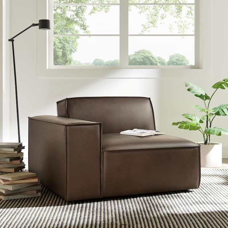 Restore Vegan Leather Left-Facing Modular Lounge Chair - Espresso