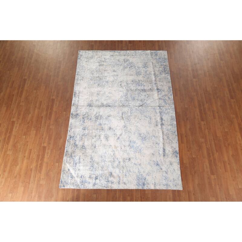 All-Over Abstract Indian Area Rug Hand-Knotted Wool Carpet - 6'6" x 9'10"