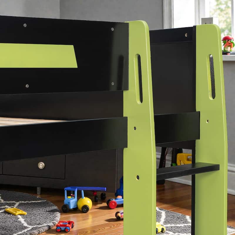 Full Size Gaming Loft Bed with RGB Desk, USB Charging Ports, LED Lights, Heavy Duty Esports Bunk Bed