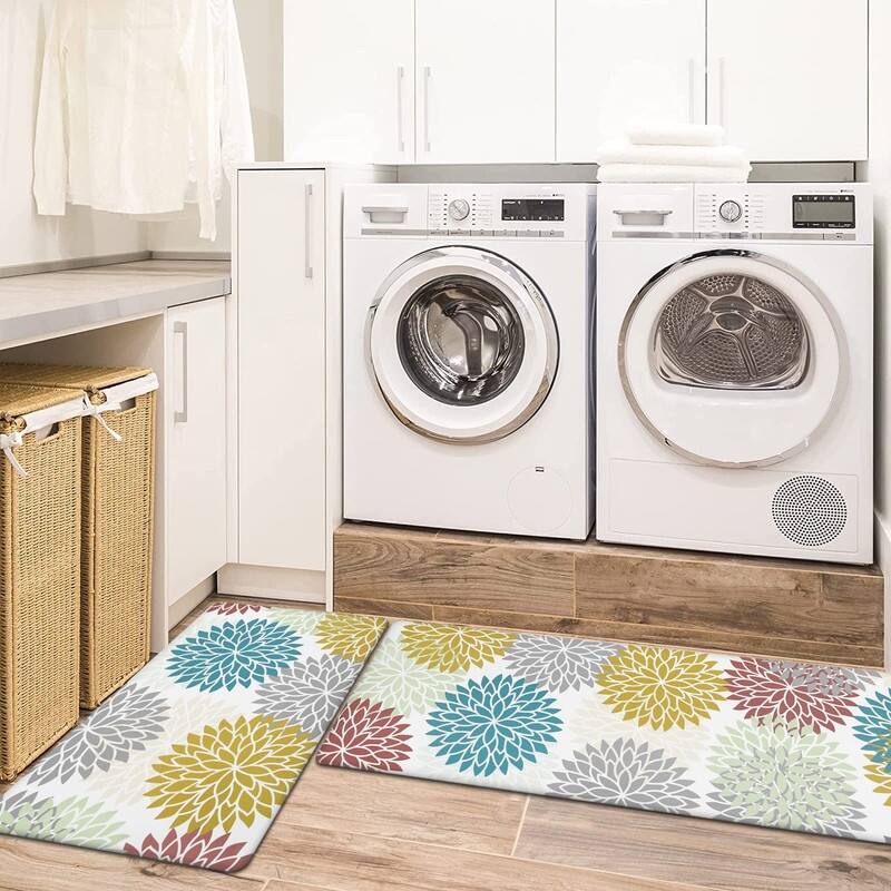 Anti Fatigue Kitchen Rug Sets 2 Piece Non Slip Kitchen Mats - 17.3"x48"+17.3"x28"-0.4"Th