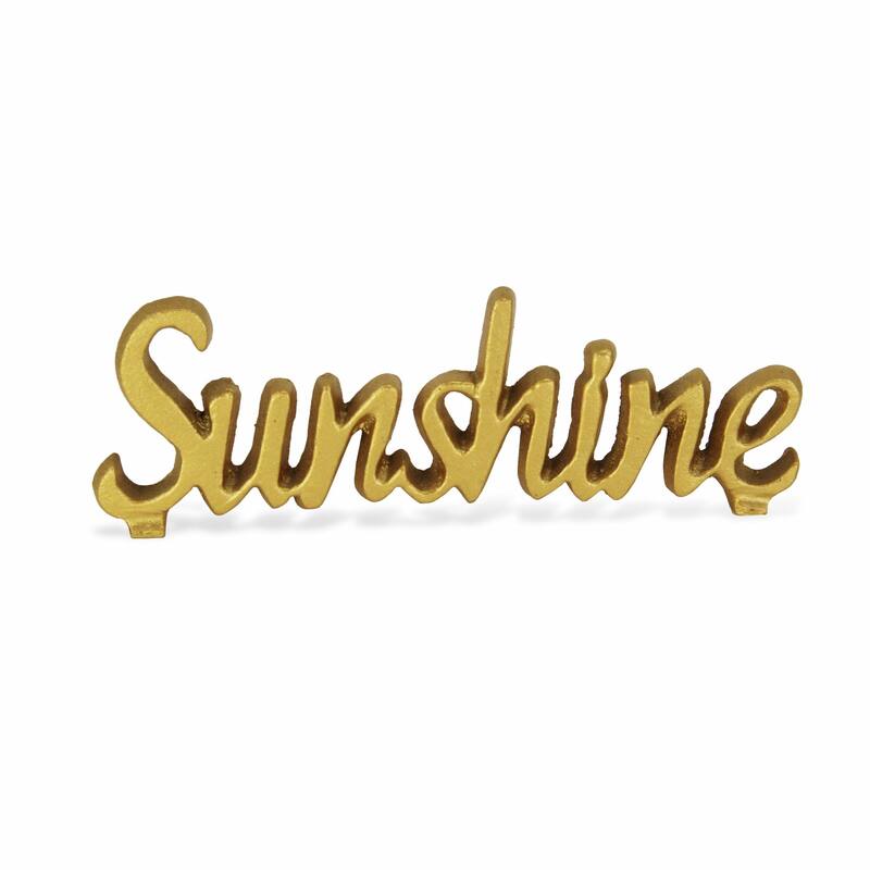 HomeRoots 3" Gold Cast Iron Hand Painted Sunshine Sculpture - 3" H x 8.5" W x 0.75" D - 3" H x 8.5" W x 0.75" D - Gold