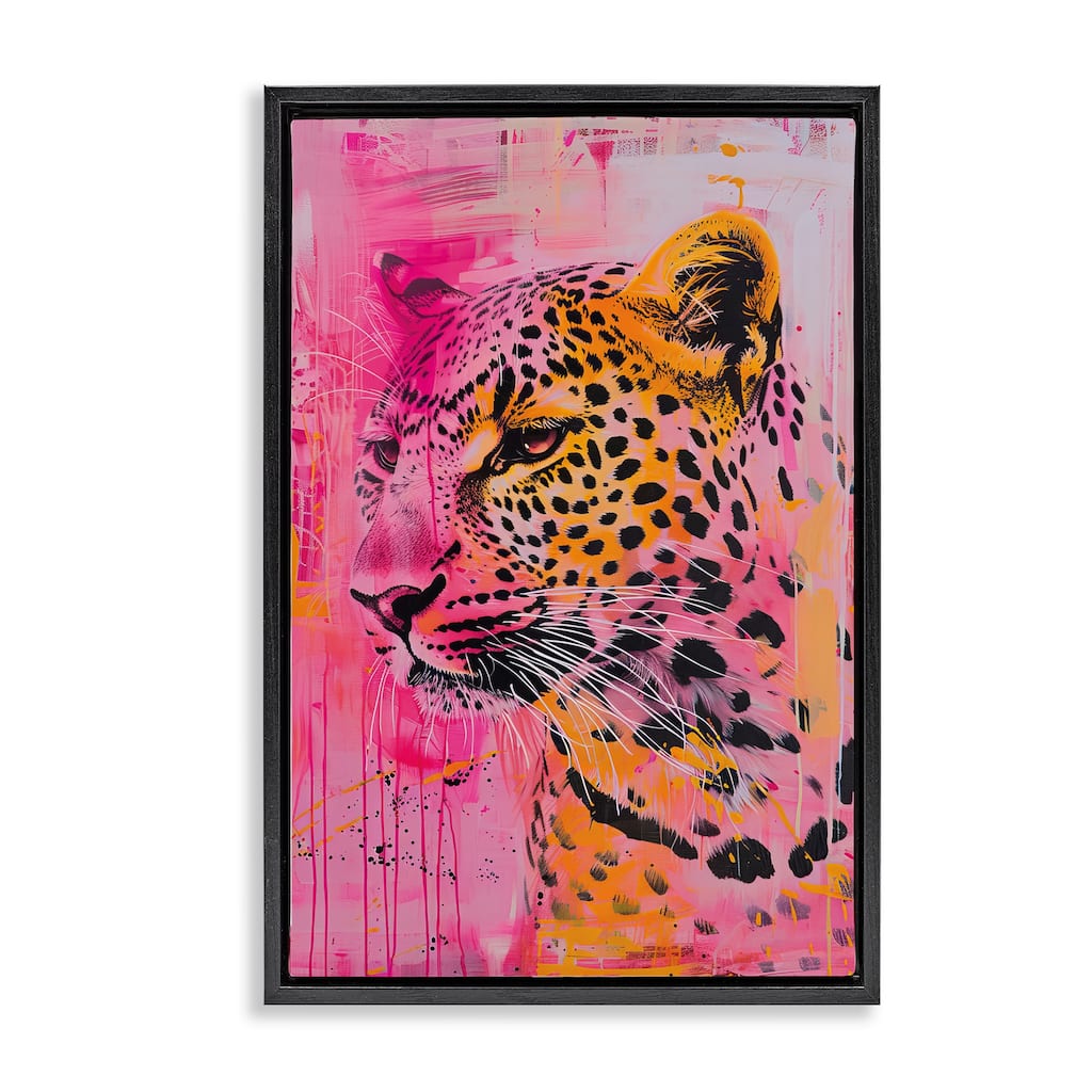 Stupell Vibrant Purple & Orange Cheetah Framed Floater Canvas Wall Art Design By LSR Design Studio