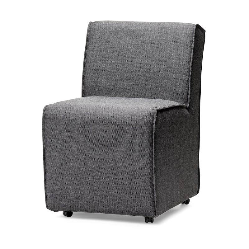 Damon Fully Upholstered Grey Fabric Dining Chair on Casters (Set of 2) - 20"W x 26"D x 32"H - Set of 2 - 20"W x 26"D x 32"H