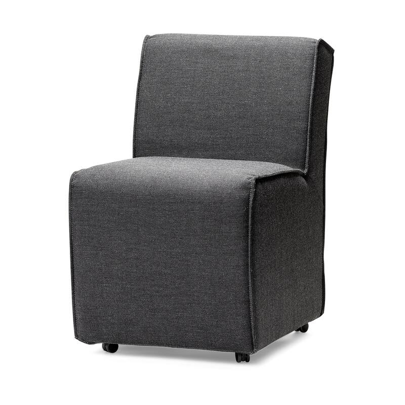 Damon Fully Upholstered Grey Fabric Dining Chair on Casters (Set of 2) - 20"W x 26"D x 32"H