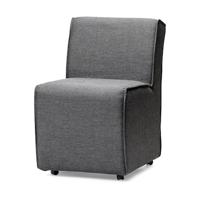 Damon Fully Upholstered Grey Fabric Dining Chair on Casters (Set of 2) - 20"W x 26"D x 32"H