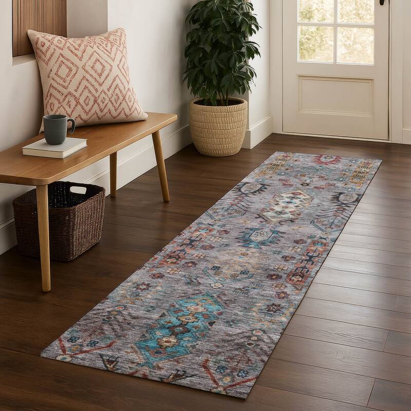 Premium Washable Super Soft Traditional Karachi Mayfield Rug - Gray - 2'3" x 7'6"