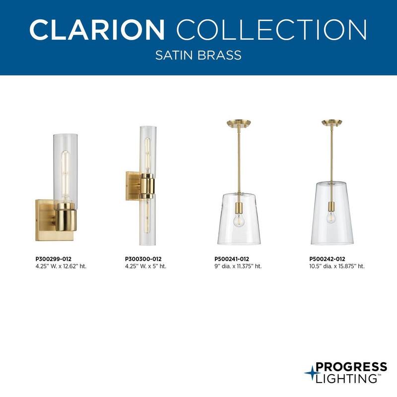 Clarion Collection One-Light Satin Brass Etched White Transitional Pendant - 9 in x 9 in x 11.37 in