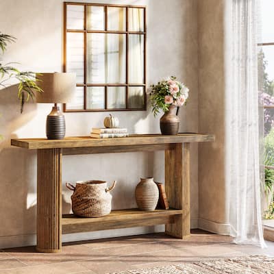 Industrial Wooden 2-Tier Console Sofa Table Entryway Furniture