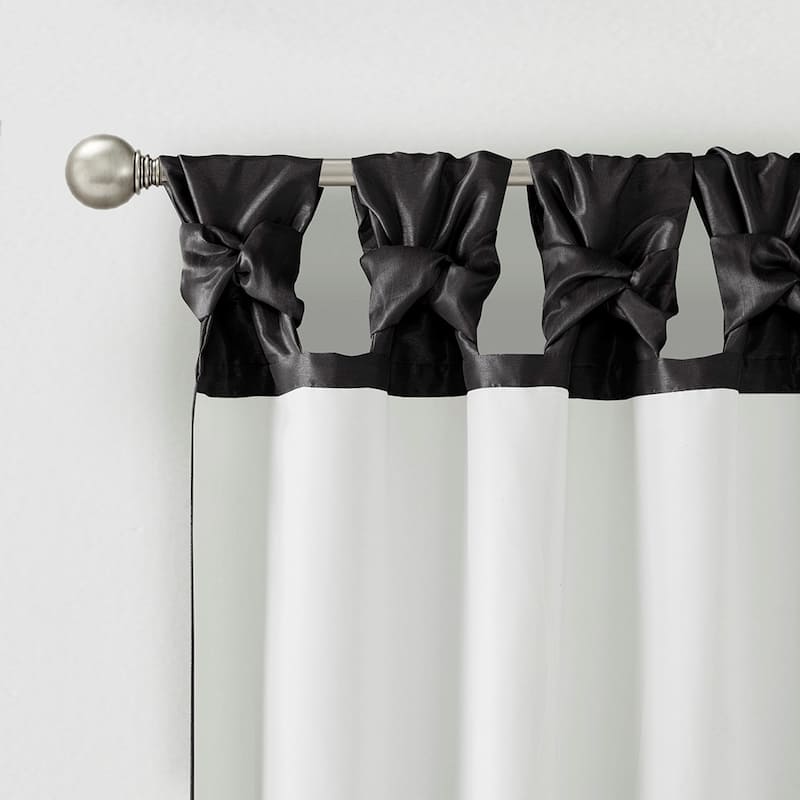 Twist Tab Lined Window Curtain Panel Black