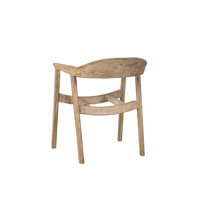 Beny Dining Armchair w Curved Back, Aged White Pine Wood