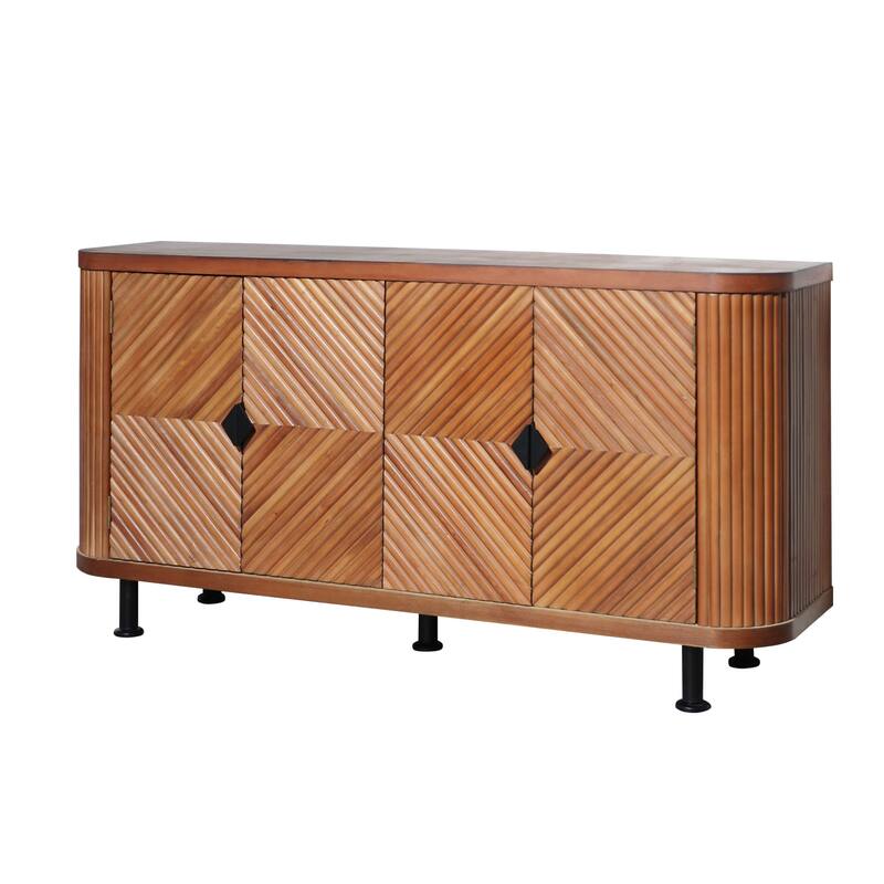 Accent Storage Cabinet Modern Buffet with Adjustable Shelves 4 Doors Hallway Entryway Living Room