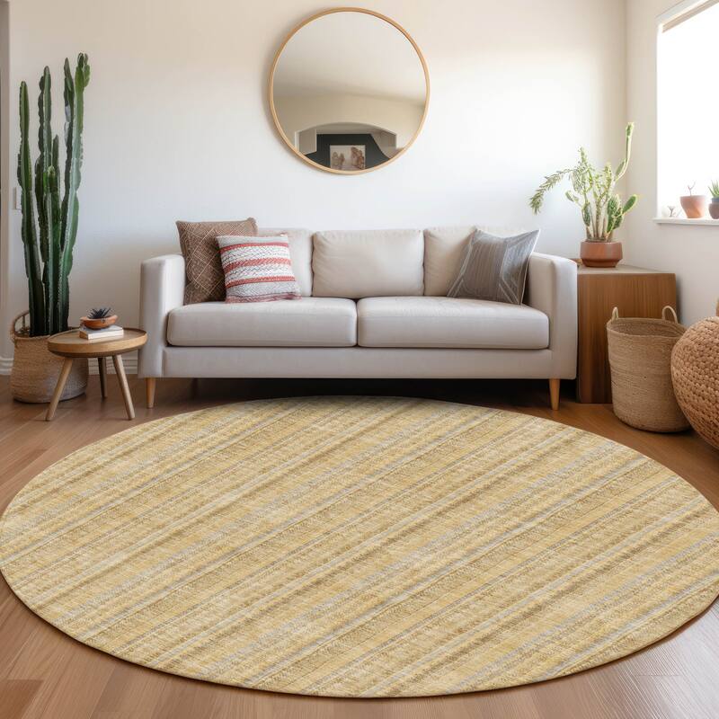 Premium Washable Super Soft Stripe Ombre Mayfield Rug - Wheat - 8' x 8'