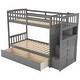 preview thumbnail 16 of 29, Twin Over Full/Twin Bunk Bed with Storage Shelves & Drawers, Wood Bunk Bed Frame with Safety Guardrails, Convertible Bottom Bed