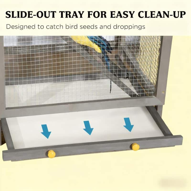Indoor and Outdoor Aviary House,Wooden Bird Cage,with Pull Out Tray and 2 Doors