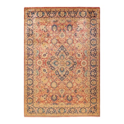 Overton Handknotted Wool Traditional Oriental Purple Area Rug - 6' x 9'