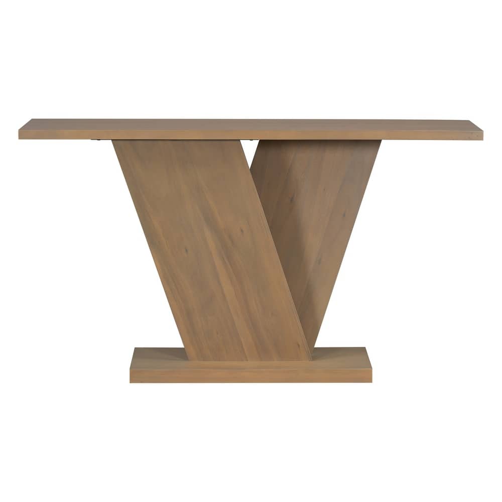 59.8" Wooden Rectangular Console Table, Modern Versatile Living Room Entryway Sofa Table with V-Base