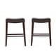 preview thumbnail 2 of 18, Kimi Contemporary Upholstered Saddle Barstool with Nailhead Trim (Set of 2) by Christopher Knight Home
