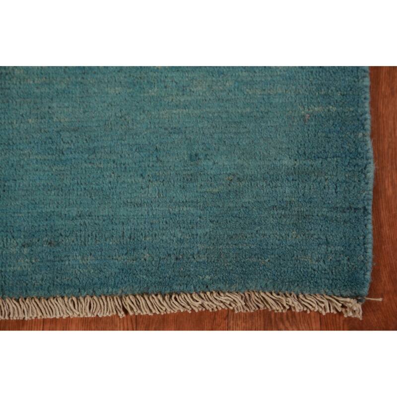 Modern Blue Gabbeh Oriental Accent Rug Handmade Wool Carpet - 2'8" x 4'1"