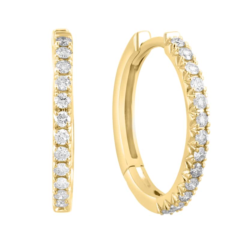 EFFY Women's 14k Yellow Gold Pave Diamond Thin Hoop Earrings