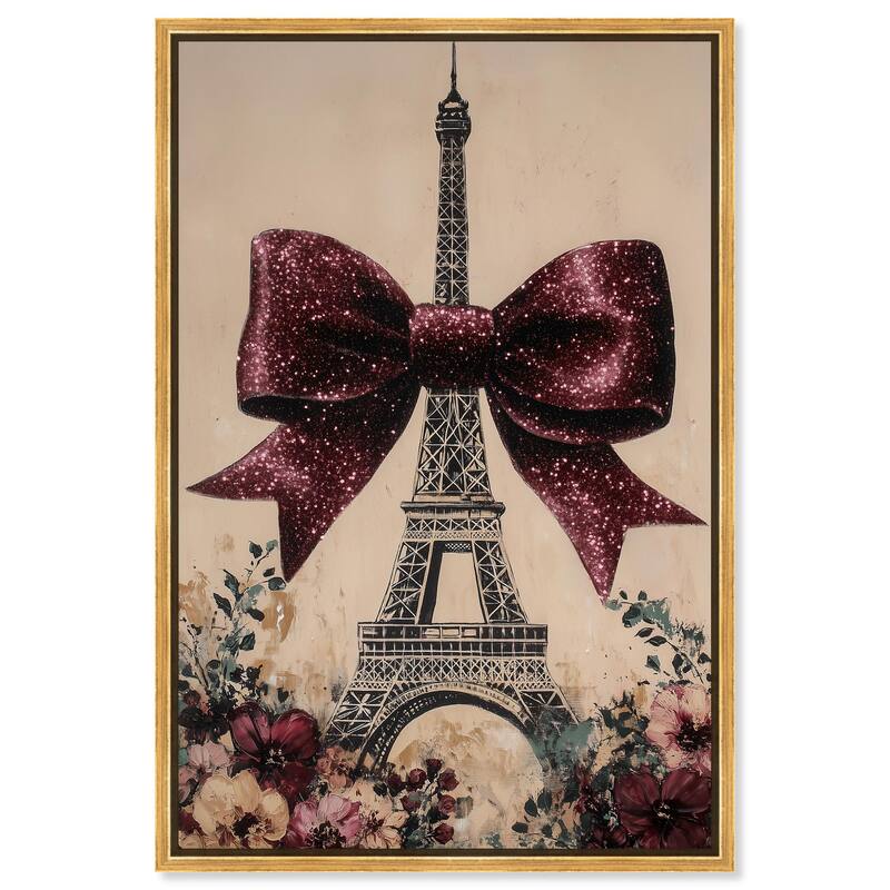 Sparkling Bow Eiffel Tower Canvas by Art Remedy - Gold - 10" x 15"
