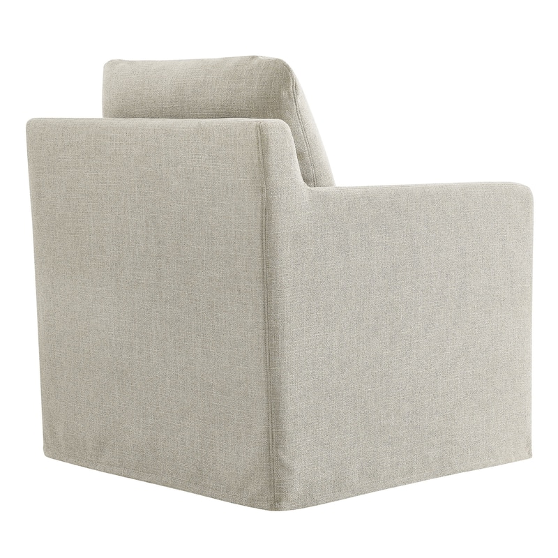 Serene Fabric Slipcovered Swivel Armchair