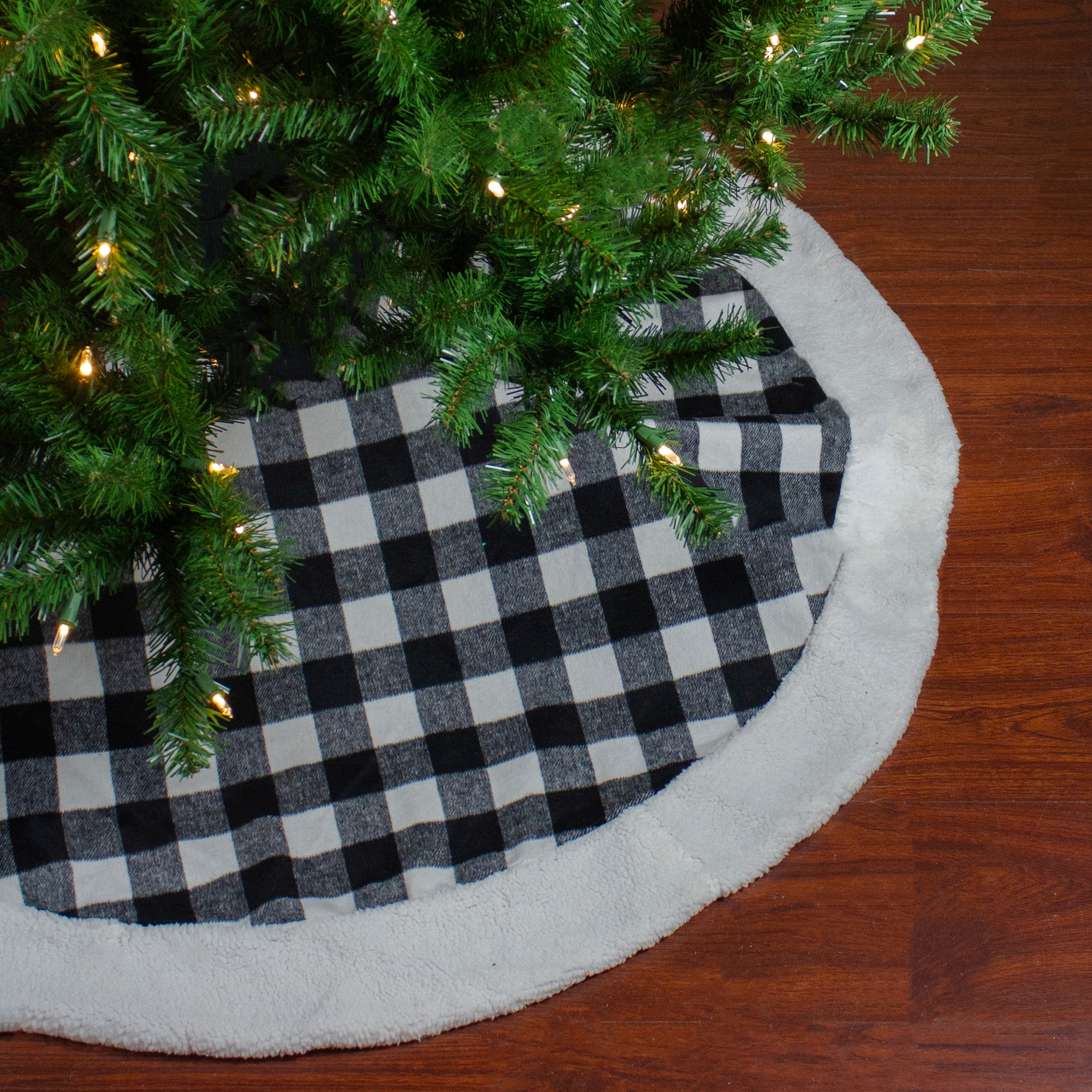 Black and white plaid christmas tree skirt online